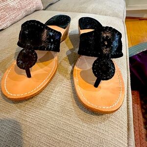 Jack Rogers black snakeskin wedges. Elegant for summer nights!